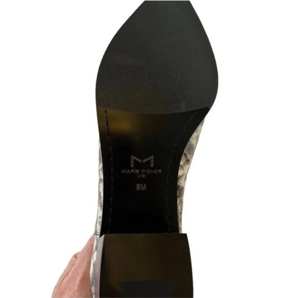 Marc Fisher Yilda Notched Western Leather Ankle Bootie Black Snake Size 8 - Picture 10 of 10